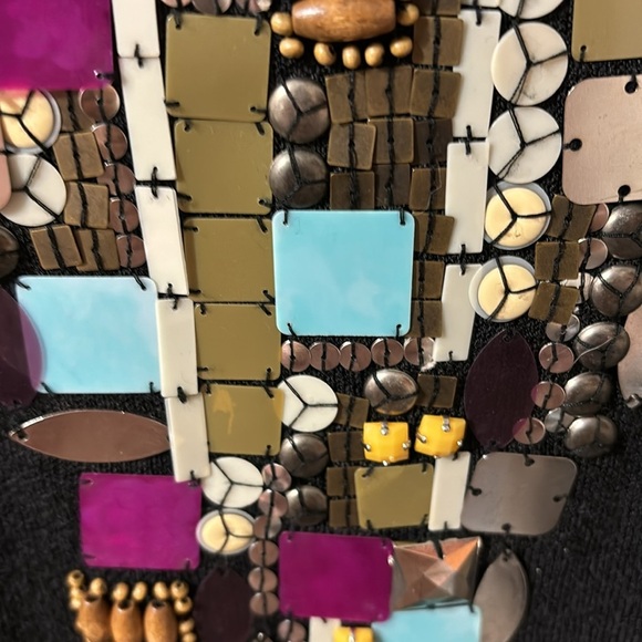 Nanette Lepore Women’s Black & Turquoise Beaded Knit Bodycon Dress Artsy Boho S - Picture 3 of 8